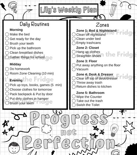 Kids Zone Cleaning Chore Chart Flylady Kids Printables Etsy