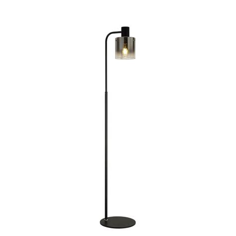 Ombre Floor Lamp 1 Light E27 Black And Smoke Fade Glass