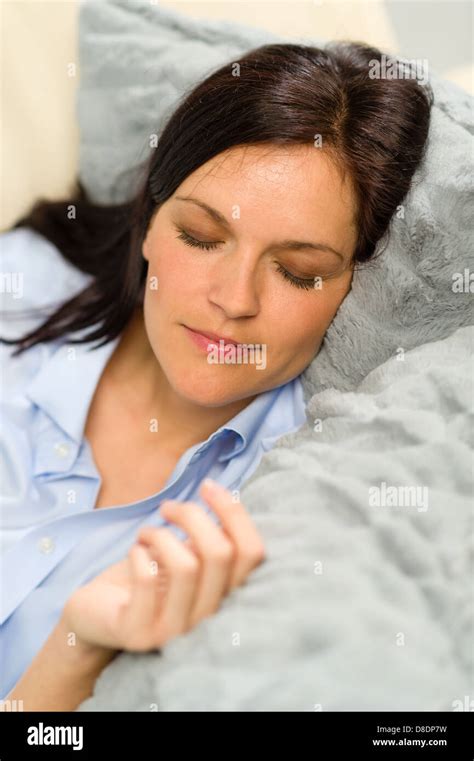 Peaceful Portrait Of Woman Sleeping On Pillow Stock Photo Alamy