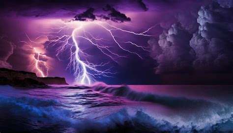 Premium Photo Sea Storms White Clouds Wind Waves Thunder And Lightning