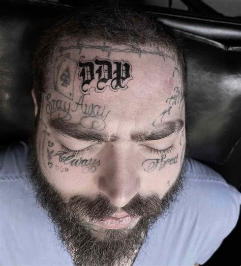 Post Malone Gets Newborn Daughters Initials Tattooed On His Forehead