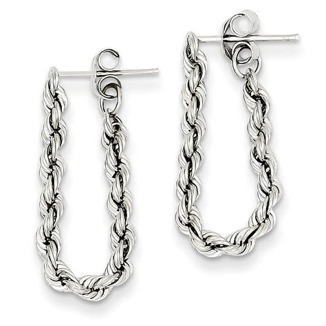 Jewelrypot 14k White Gold Rope Chain Dangle Earrings