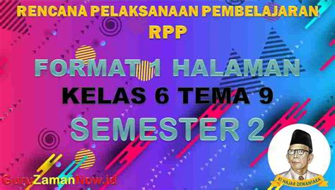 RPP 1 Lembar SD Kelas 6 Tema 9 - Guru Zaman Now