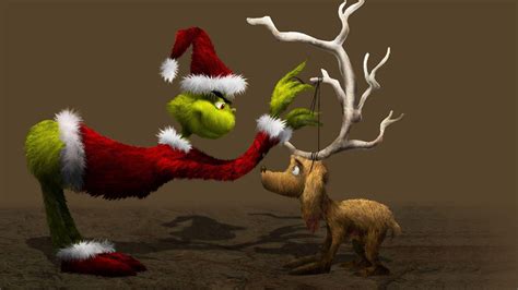 The Grinch Santa With Dog Standing Near Dry Tree Hd The Grinch