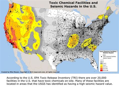 Maptitude Map Toxic Inventory And Seismic Hazard