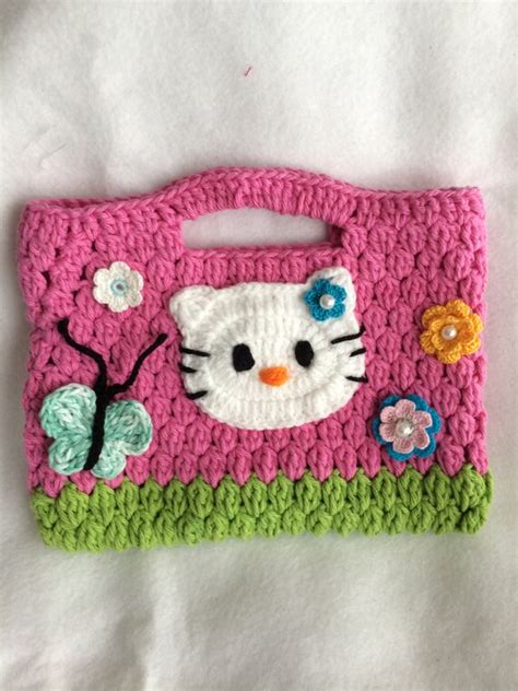 Items Similar To Crochet Hello Kitty Hand Bag Purse For Your Little