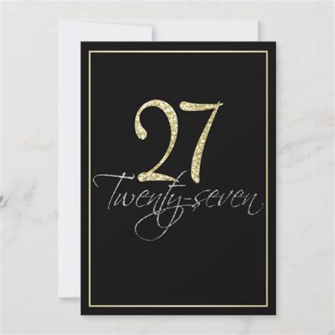 Formal Silver Black And Gold 27th Birthday Party Invitation