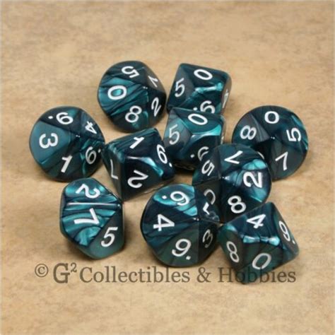 New 10 D10 Pearlized Emerald Green Rpg Game Dice Set In Tube Ten Sided