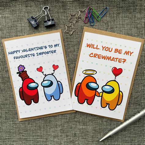 Among Us Inspired Valentines Cards Perfect For Gamers Etsy