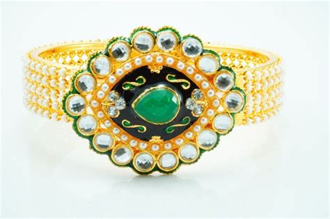 Indian Bollywood Bridal Gold Plated Pearl Kundan Bangles Bracelet Set Jewelry Kundan Bangles