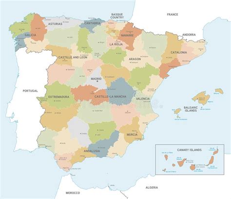 Mapa Colorido Del Vector De España Ilustración Del Vector Ilustración