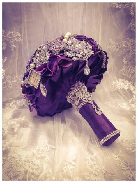 What's the best color for a deep purple wedding? Purple Rich Classic Bridal Brooch Bouquet. Deposit On Purple Silver Gold Champagne Pearl Crystal ...