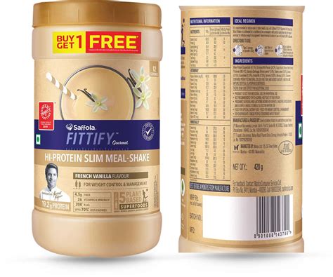 buy saffola fittify hi protein slim meal shake french vanilla buy 1 get 1 each pack 420 gm