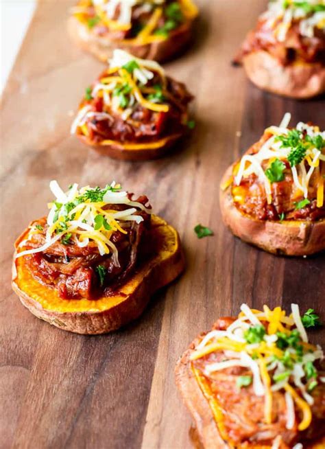Barbecue Pulled Pork Sweet Potato Rounds Recipe Delicious Little Bites