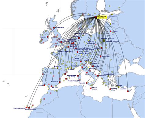 Ryanair Route Map From Stockholm Skavsta