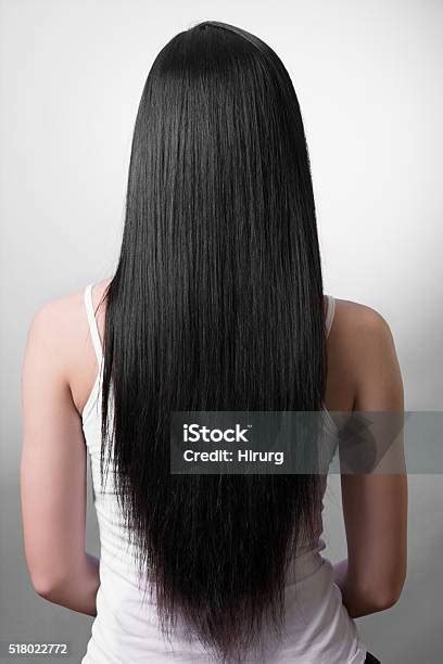 Long Straight Black Hair Stock Photo Download Image Now Rear View