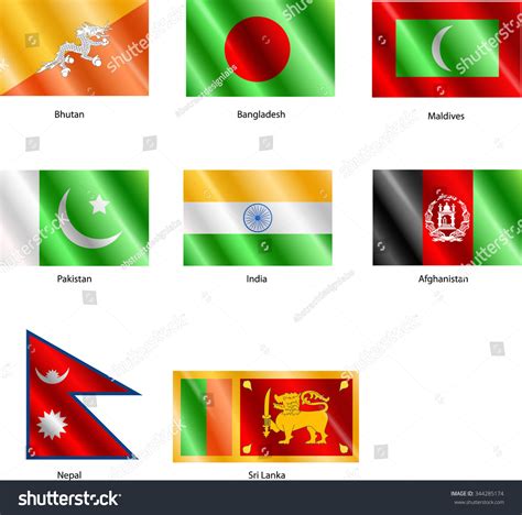 Flags Of Saarc Nations Vector Illustration 344285174 Shutterstock