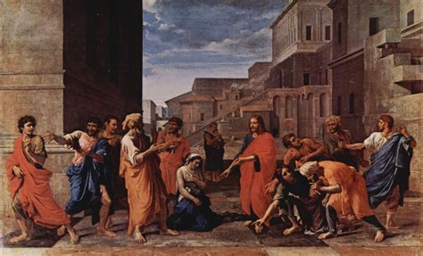 Christ And The Adulteress Nicolas Poussin