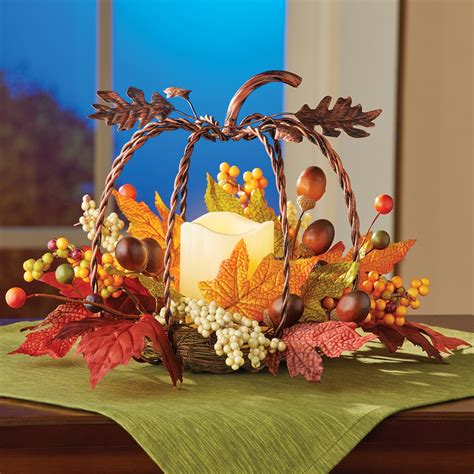 Rustic Metal Pumpkin Fall Candle Floral Centerpiece Collections Etc
