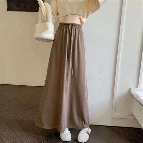 TIGENA Elegant Solid Ankle Length Skirt For Women New Autumn