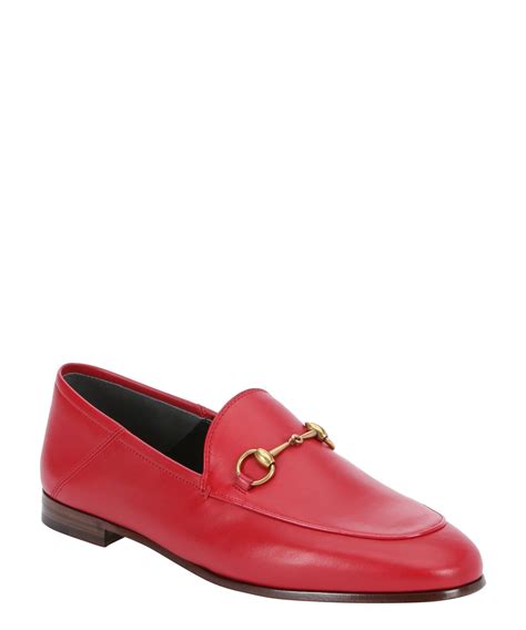 Gucci Womens Jordaan Classic Leather Slip On Loafers In Red Modesens