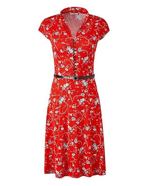 Joe Browns Ditsy Floral Vintage Dress J D Williams Vintage Red