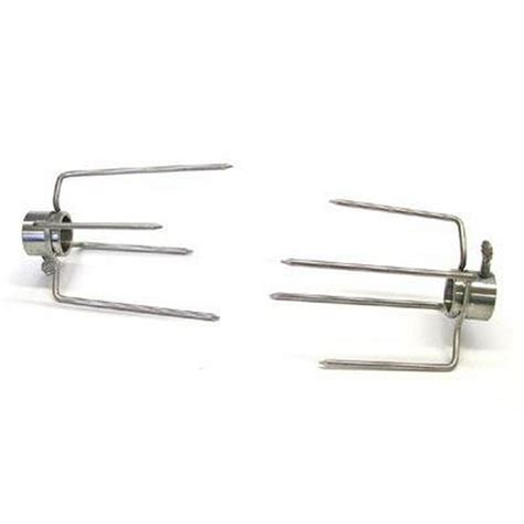 Stainless Steel Rotisserie Forks Pair For 13 Inch Spit Lamb Chicken