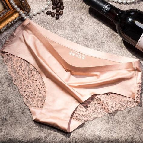 hot sale women s sexy lace ice silk panties seamless low waist slim briefs underwear shopee