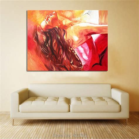 Large Hand Painted Abstract Figure Oil Painting On Canvas Contemporary Beautiful Sex Girl Wall
