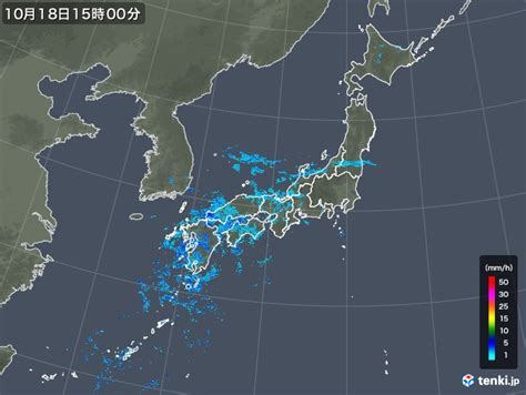 過去の雨雲レーダー(2017年10月18日) - 日本気象協会 tenki.jp