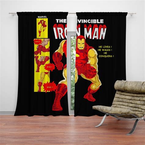 The Invincible Iron Man Marvel Comic Curtain Super Heroes Bedding