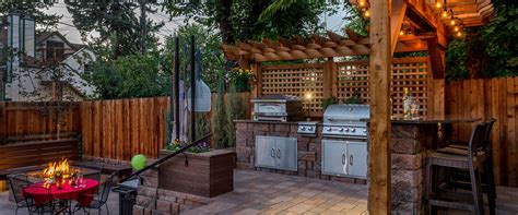 Outdoor Kitchen With Pizza Oven Pergola Fire Pit And Patio Denver