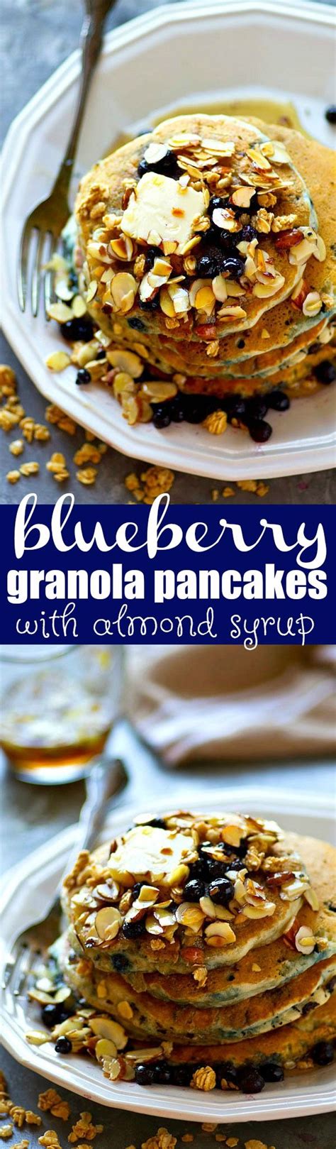 Blueberry Granola Pancakes With Almond Syrup Recipe