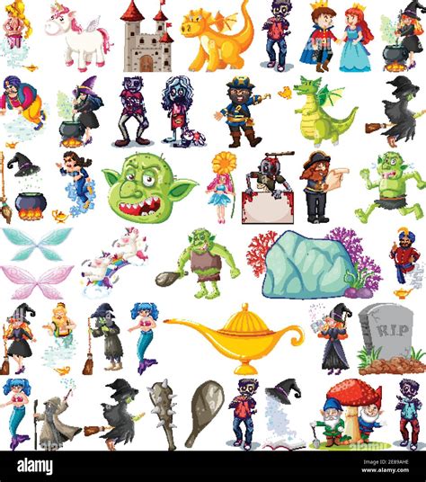 Set Of Fairy Tale Cartoon Character Illustration Stock Vector Image