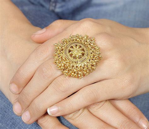 Traditional Gold Plated Polki Ring Gold Ring Designs Jewelry Design