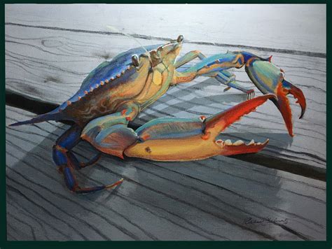 A Painting Done This Summer Acrylic Blue Crab Docked Crab Art