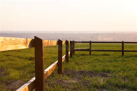 Wooden Fence On Hillside In The Rural Area Stock Image Image Of