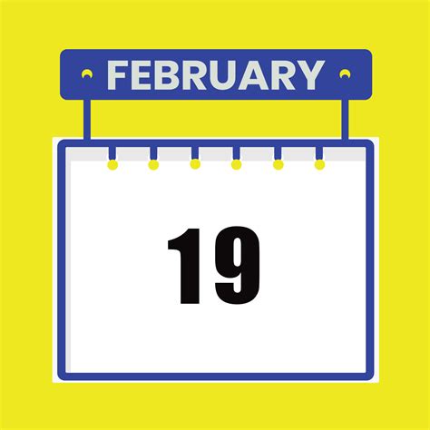 February 19 Calendar Daily Icon Date Month Design 26360554 Vector Art