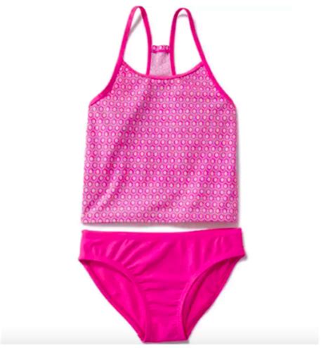 Nwt Old Navy Girls Size Xl 14 Bright Pink Geo Tankini Swim Set