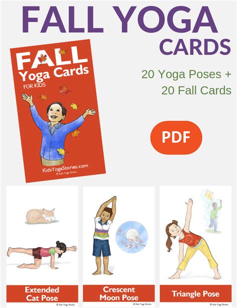 A great resource for anyone that wants to promote physical activity for kids, kids fitness, or movement. Fall Yoga Cards for Kids - Kids Yoga Stories