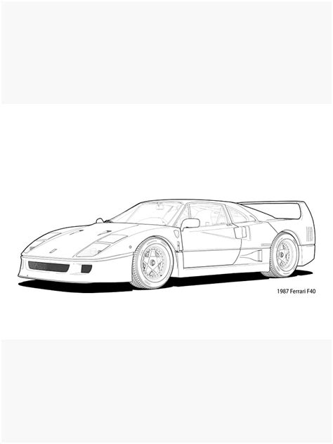 1987 Ferrari F40 Line Illustration Art Print By Digitalcel Redbubble