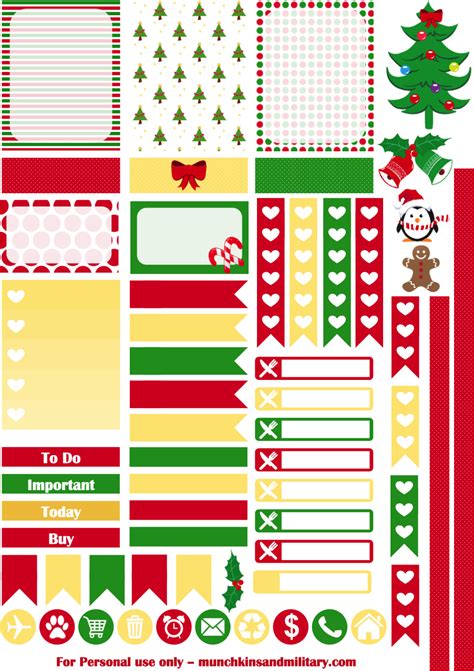 Pdf Printable Christmas Planner Stickers Clipart Large Size Png