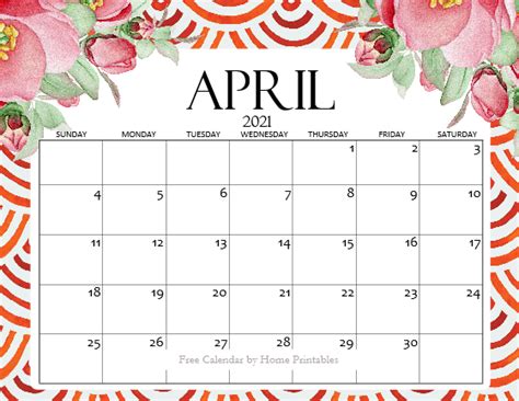 Free Printable April 2021 Calendar 5 Cute Designs Home Printables