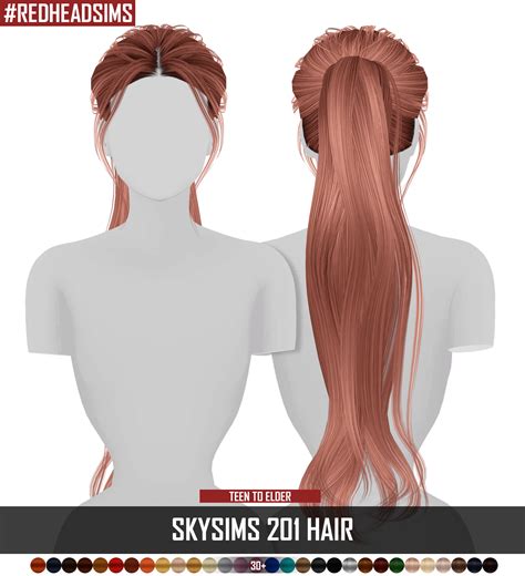 Redhead Sims Cc Skysims 201 Hair 2t4 Hq Compatible Category Hair