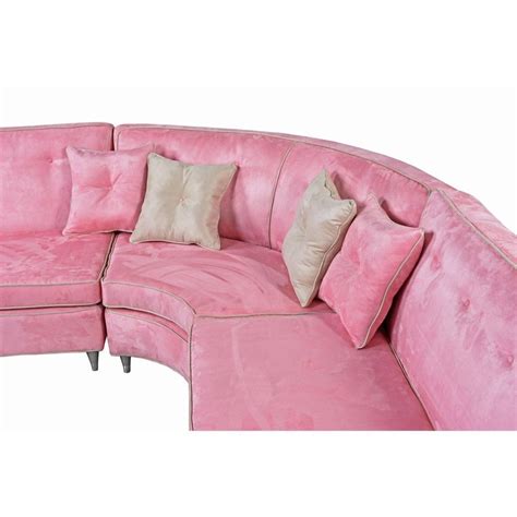 Mid Century Modern Pink Microsuede Sectional Sofa Circa 1960s For Sale