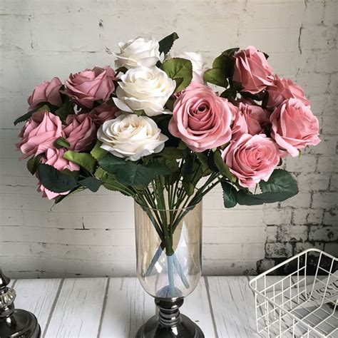Whether it be a birthday, anniversary or. Large 10 Heads Big Artificial Rose Flower Bouquet Fake ...