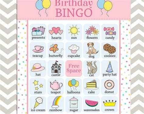 Tea Party Bingo Cards In Pink 20 Unique Game Cards