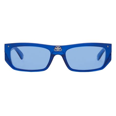 Balenciaga Shield Rectangle Sunglasses Blue Pearl Sunglasses