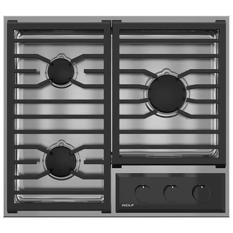 Wolf 24 Transitional Framed Gas Cooktop With 3 Burners Stainless