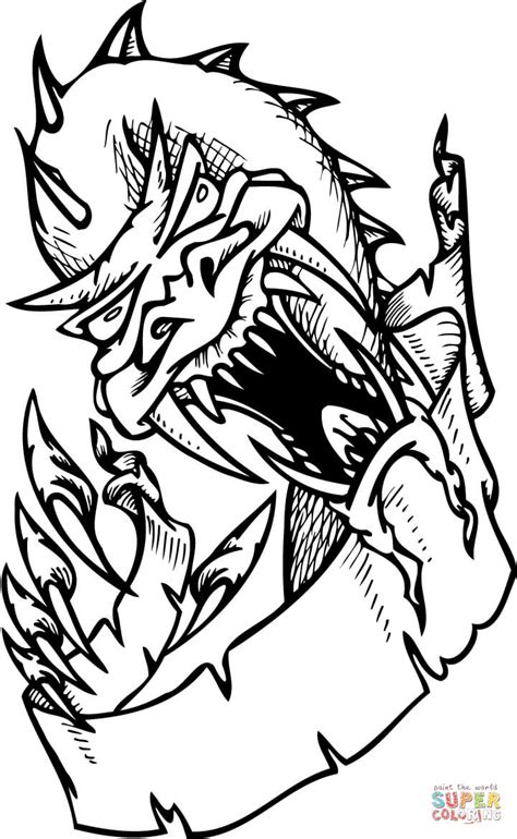 Scary Dragon coloring page | Free Printable Coloring Pages